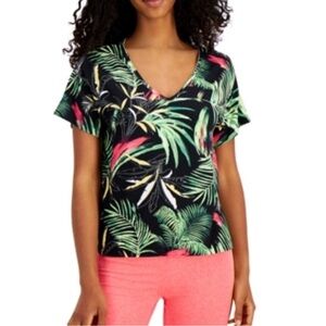 New! Ideology Black Palm V-neck Tshirt